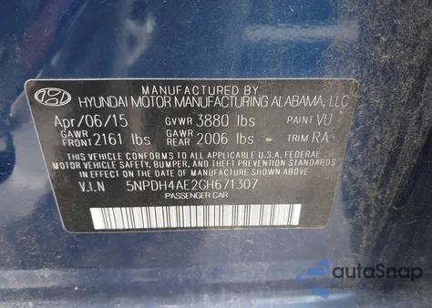 2016 Hyundai Elantra Se from USA, damaged, VIN 5NPDH4AE2GH671307